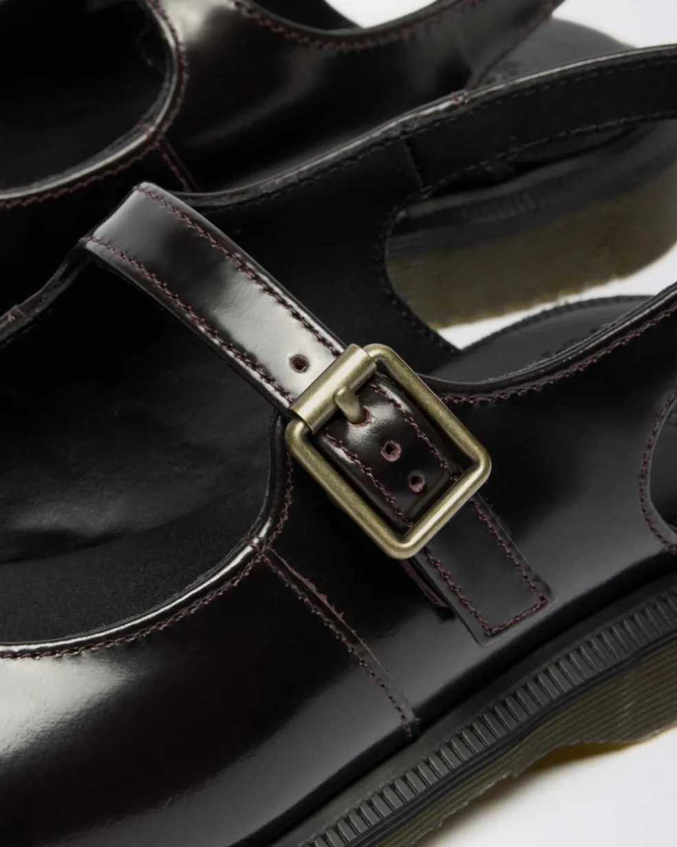 Madaline Mary Jane Rub Off Leather Sling Back Shoes in Cherry Red Arcadia