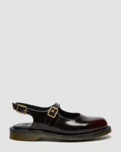 Madaline Mary Jane Rub Off Leather Sling Back Shoes in Cherry Red Arcadia