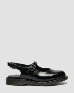 Madaline Mary Jane Smooth Leather Sling Back Shoes in Black