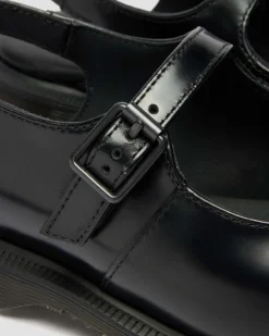 Madaline Mary Jane Smooth Leather Sling Back Shoes in Black
