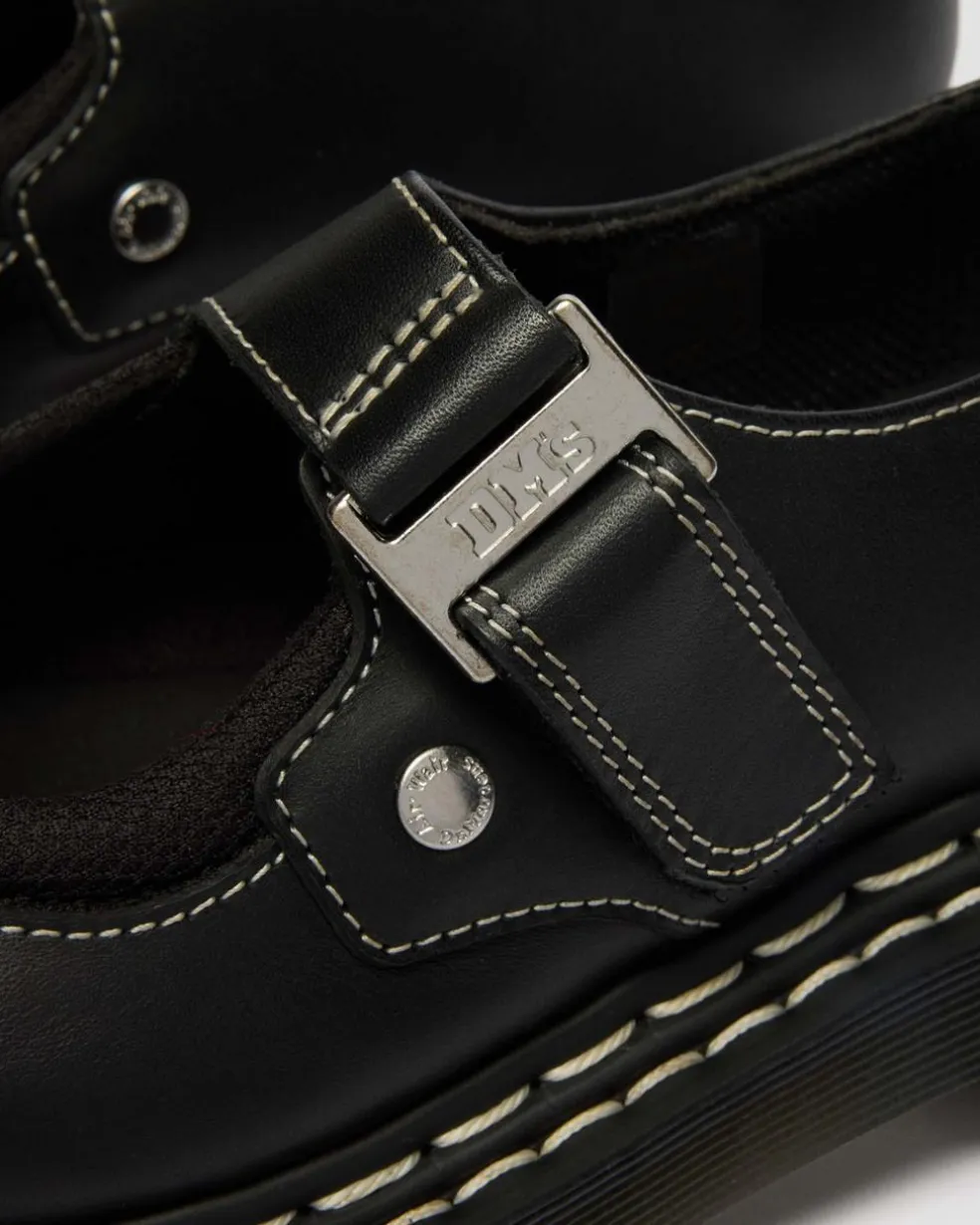 Mary Jane Bex Double Stitch Leather Shoes in Black