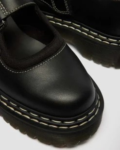 Mary Jane Bex Double Stitch Leather Shoes in Black