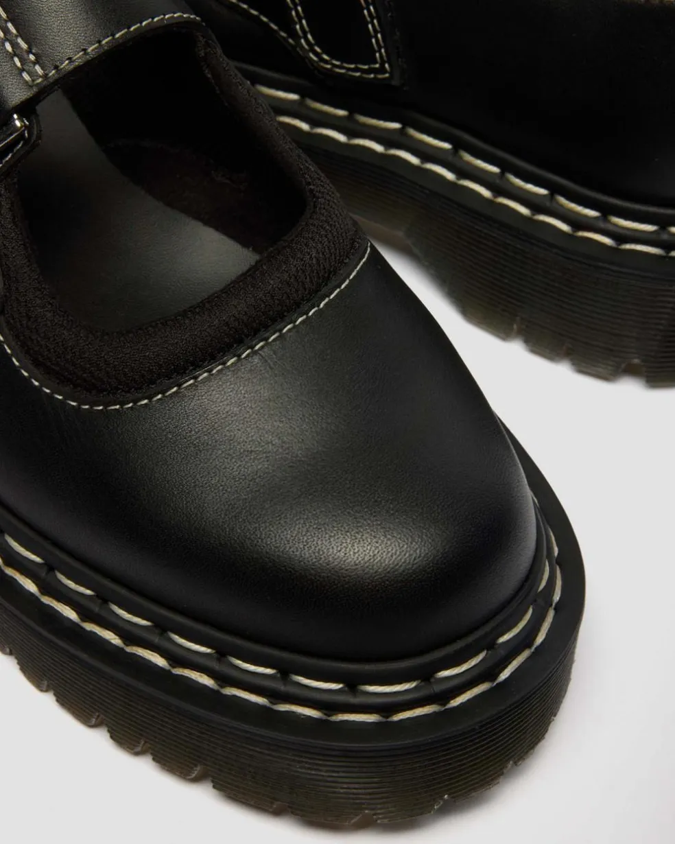 Mary Jane Bex Double Stitch Leather Shoes in Black