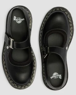 Mary Jane Bex Double Stitch Leather Shoes in Black