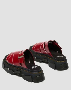 Mattison Slide Soft Patent Leather Sandals in Scarlet Red