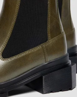MAYBOLE CHELSEA SQUARE TOE LEATHER BOOTS in Olive Green
