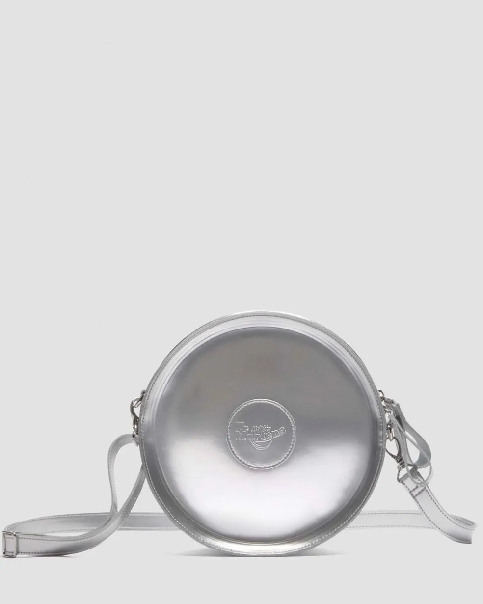 Metallic Round Backpack in Silver Metallic