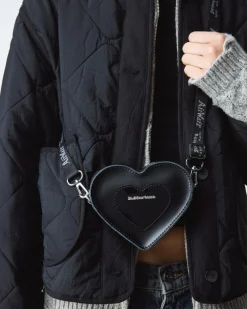Mini Heart Shaped Kiev & Patent Leather Bag in Black