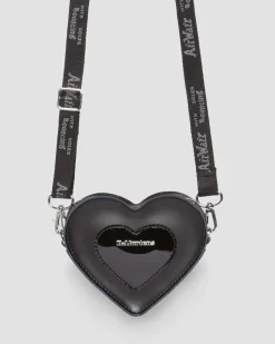 Mini Heart Shaped Kiev & Patent Leather Bag in Black