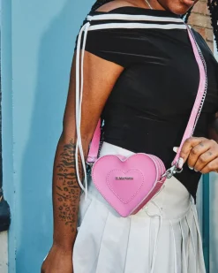 Mini Heart Shaped Leather Bag in Fondant Pink