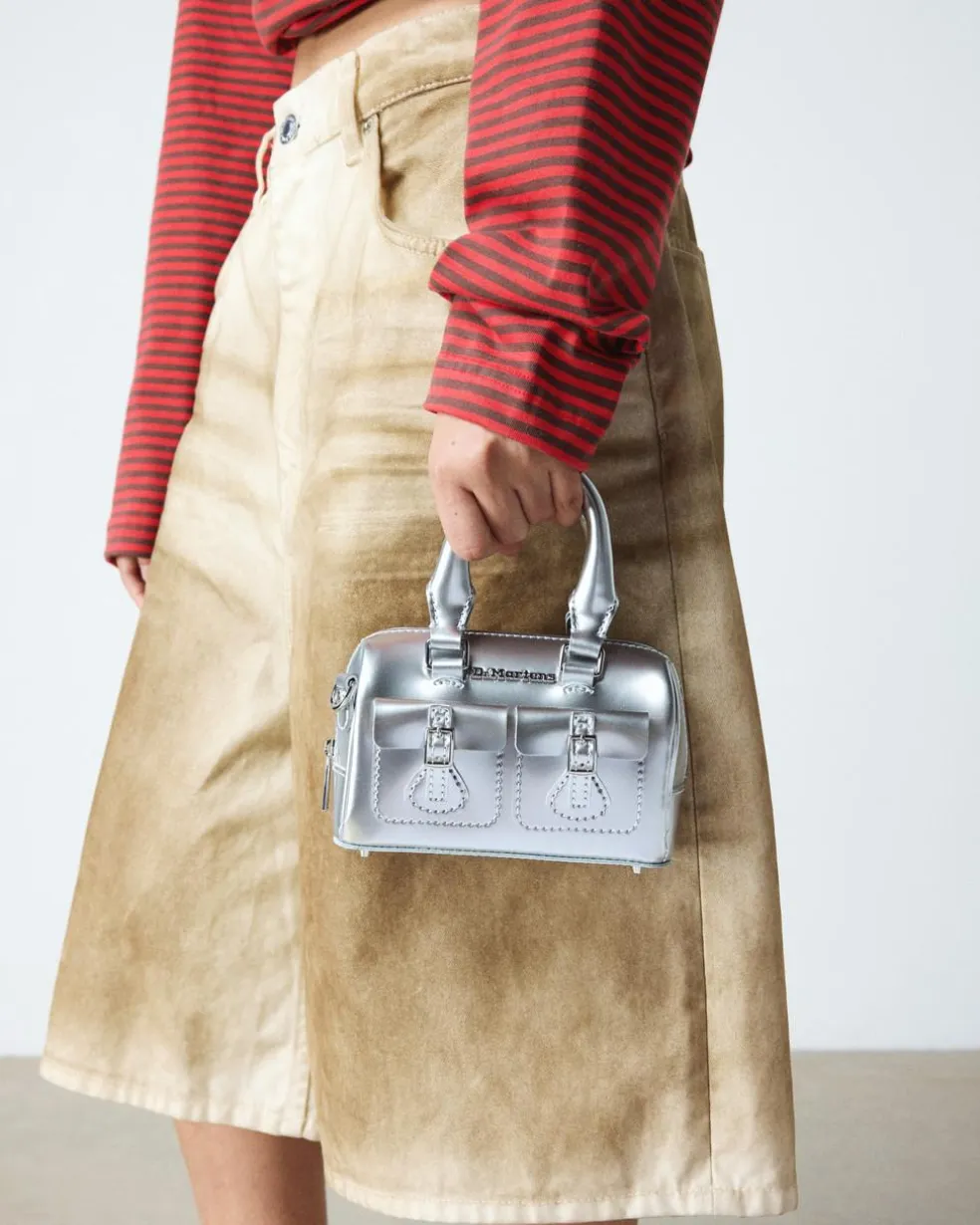 Mini Top Handle Bag Bag Silver Metallic Patent Lamper in Silver Metallic