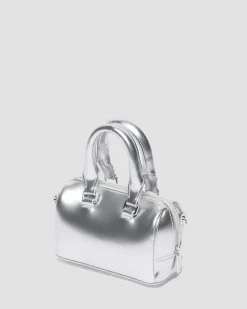 Mini Top Handle Bag Bag Silver Metallic Patent Lamper in Silver Metallic