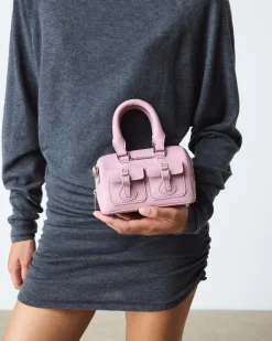 Mini Top Handle Patent Leather Bag in Dusty Rose