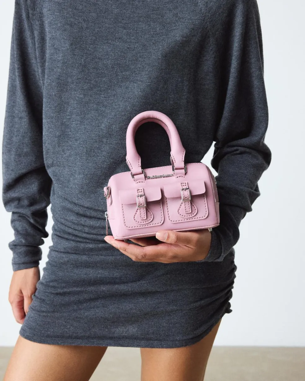 Mini Top Handle Patent Leather Bag in Dusty Rose