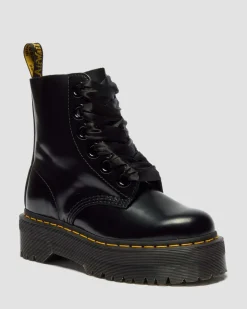 Molly Women's Leather Platform Boots in Black Buttero