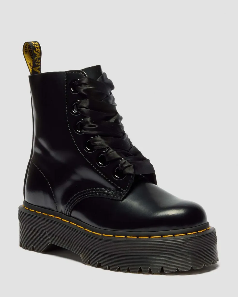 Molly Women's Leather Platform Boots in Black Buttero