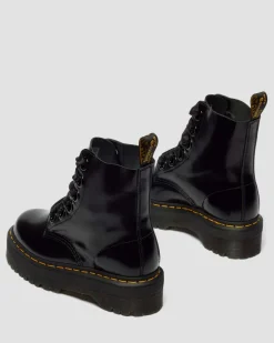 Molly Women's Leather Platform Boots in Black Buttero