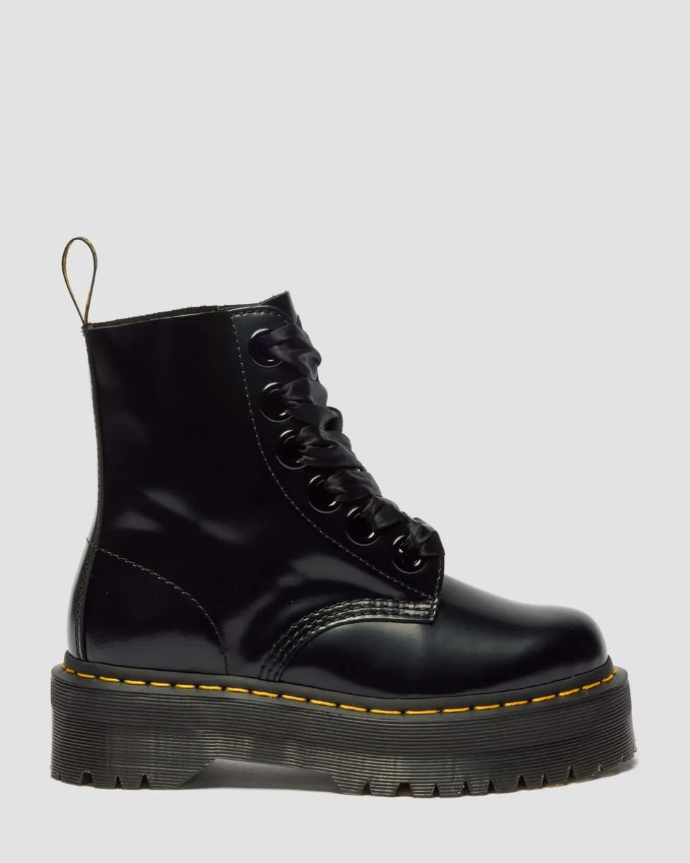 Molly Women's Leather Platform Boots in Black Buttero