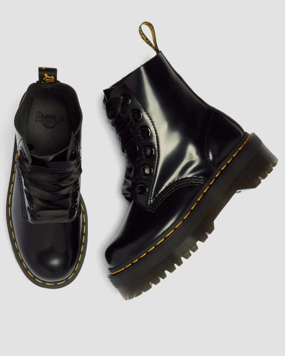 Molly Women's Leather Platform Boots in Black Buttero