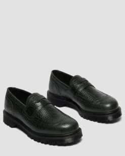 Penton Brogue Emboss Leather Loafers in Forest Green