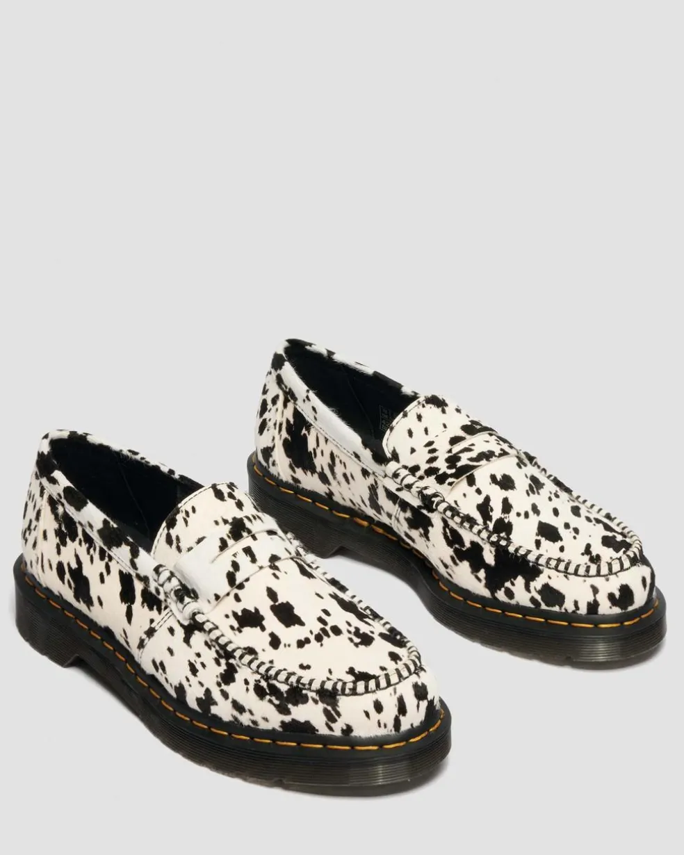 Penton Dalmatian Hair On Leather Loafers in Cream & Black