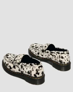 Penton Dalmatian Hair On Leather Loafers in Cream & Black