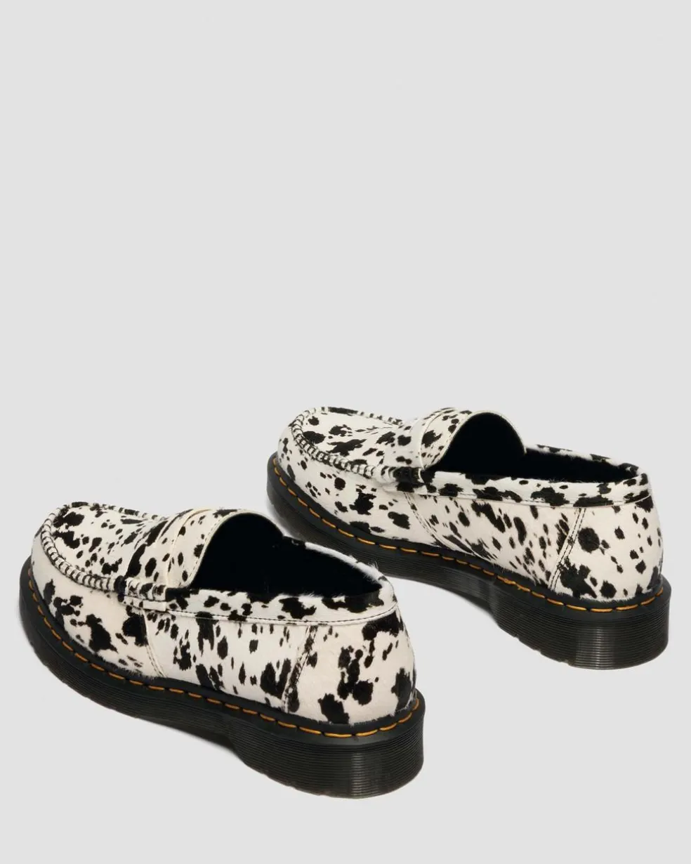 Penton Dalmatian Hair On Leather Loafers in Cream & Black