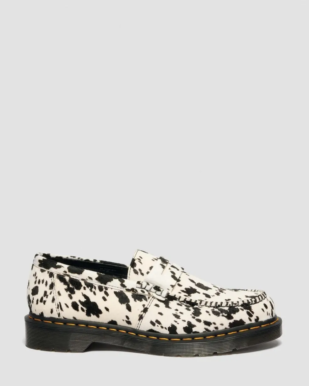 Penton Dalmatian Hair On Leather Loafers in Cream & Black