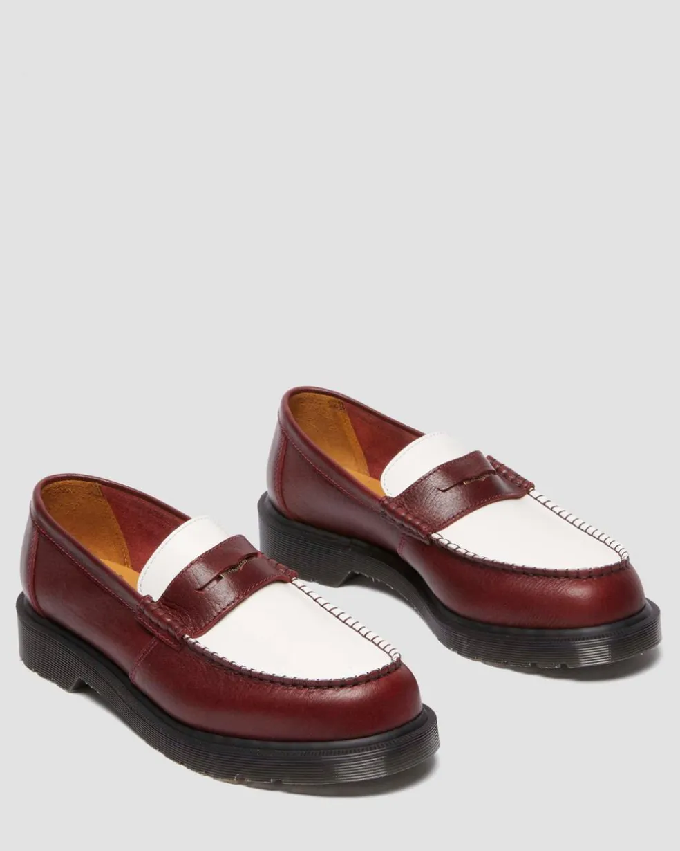 Penton Made In England Two-Tone Leather Loafers in Burgundy