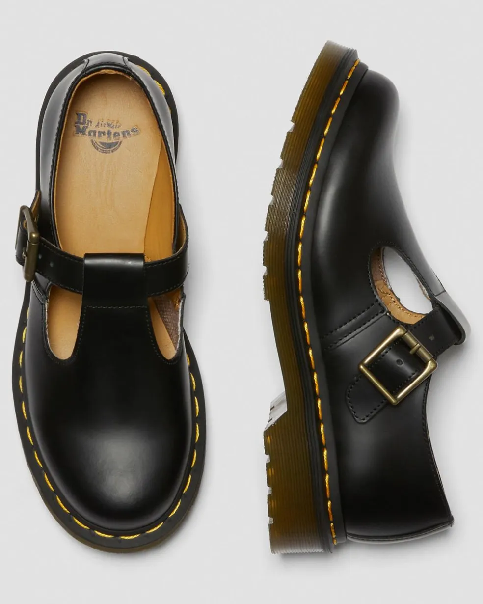 Polley Smooth Leather Mary Janes in Black