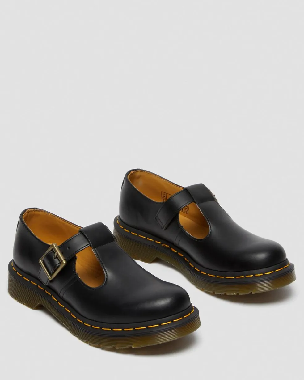 Polley Smooth Leather Mary Janes in Black