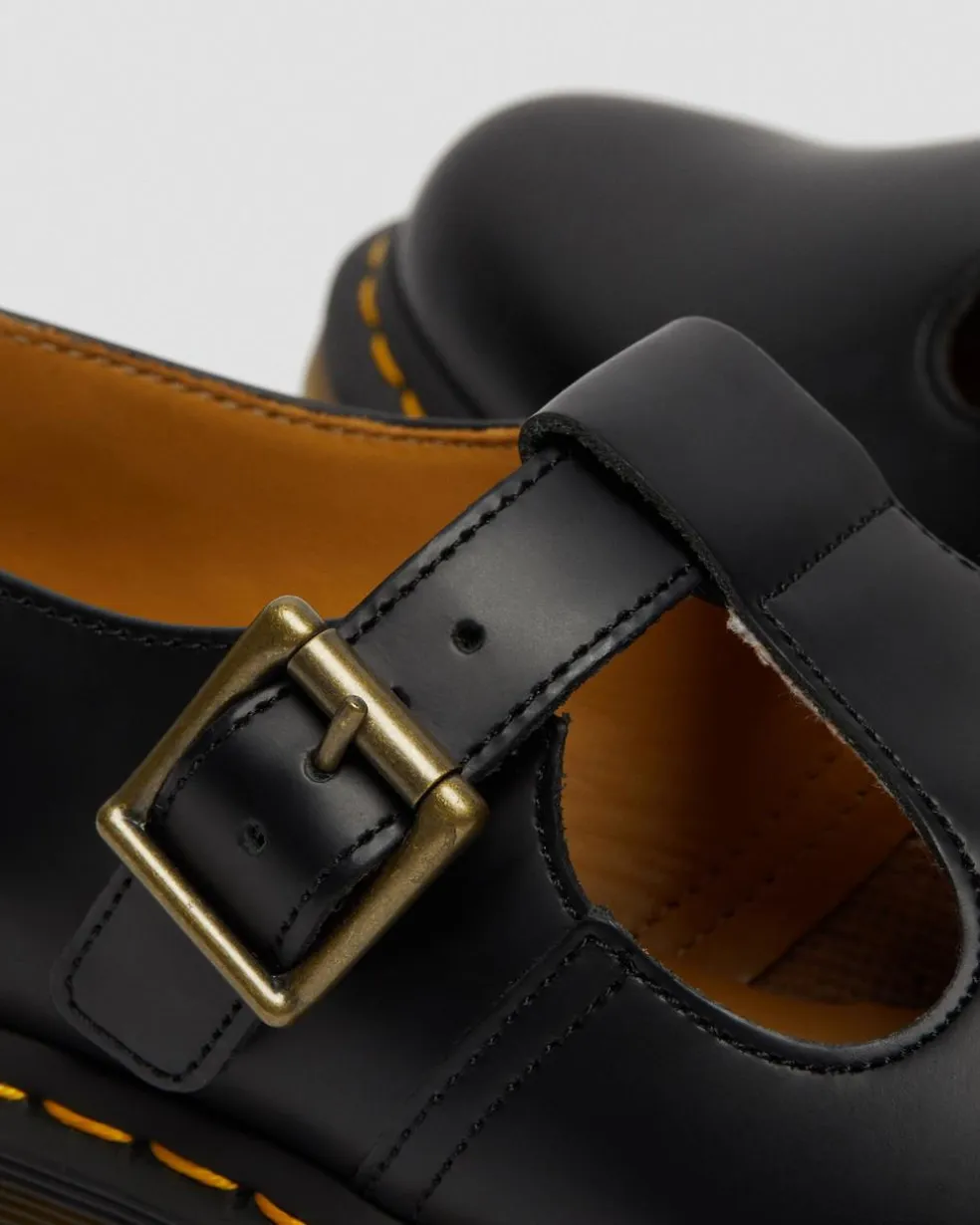 Polley Smooth Leather Mary Janes in Black