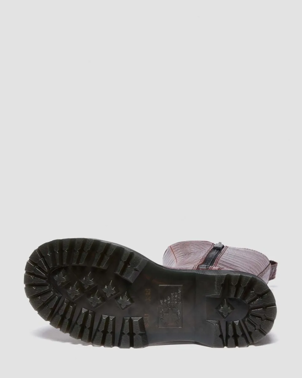 REJENA CROC EMBOSS LEATHER BOOTS in Mocha Brown
