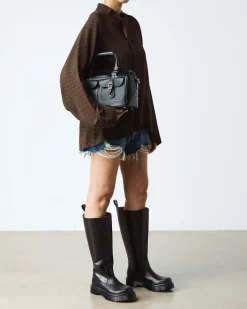 Rejena Hi Old Harness Leather Boots in Black