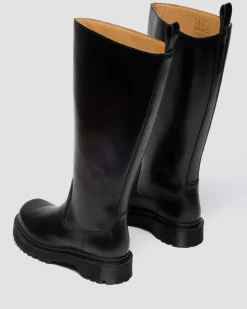 Rejena Hi Old Harness Leather Boots in Black