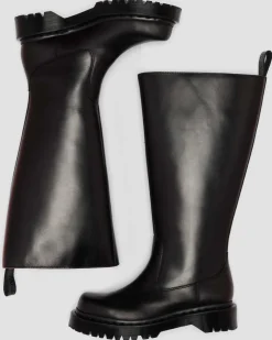 Rejena Hi Old Harness Leather Boots in Black