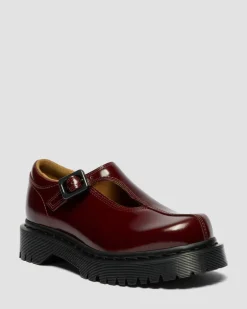 Rejena Mary Jane Lacquered Leather Shoes in Cherry Red