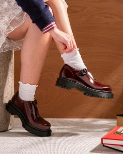 Rejena Mary Jane Lacquered Leather Shoes in Cherry Red