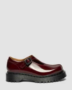 Rejena Mary Jane Lacquered Leather Shoes in Cherry Red