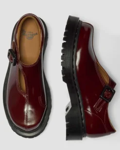 Rejena Mary Jane Lacquered Leather Shoes in Cherry Red