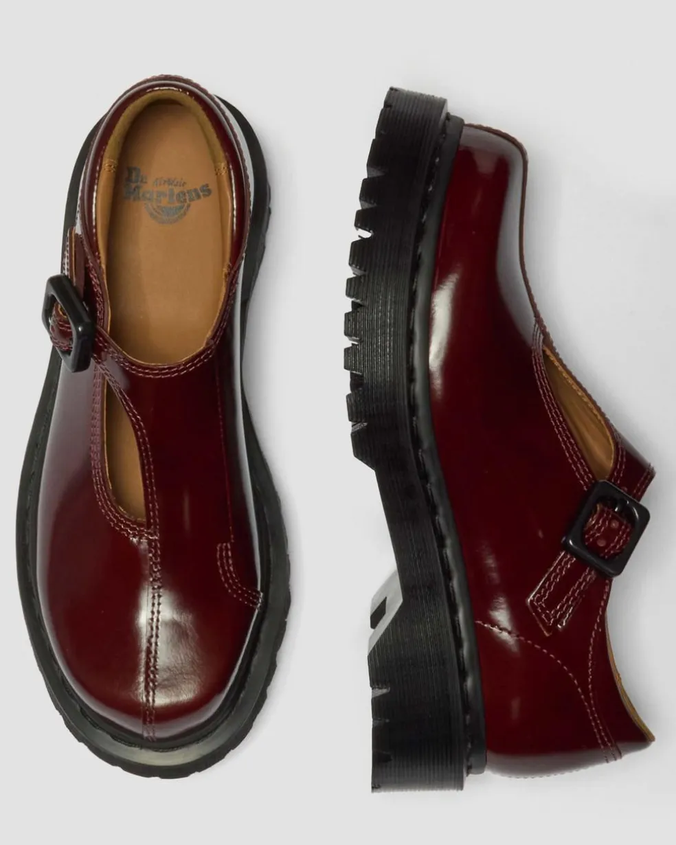 Rejena Mary Jane Lacquered Leather Shoes in Cherry Red