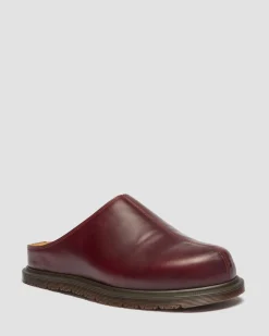 San Orleans Leather Mules in Cherry Red