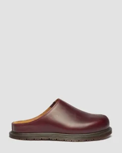 San Orleans Leather Mules in Cherry Red
