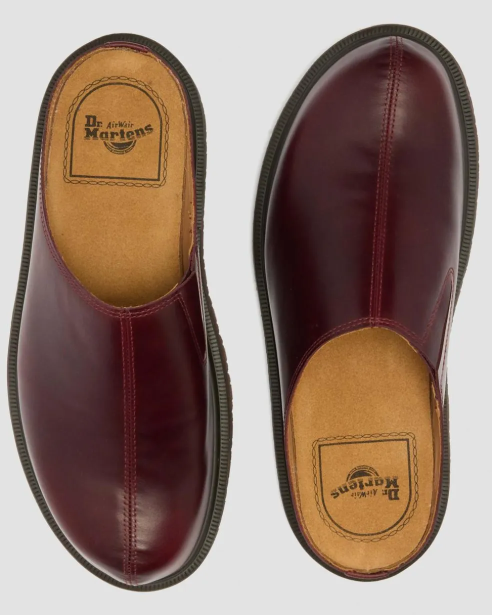 San Orleans Leather Mules in Cherry Red