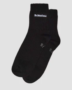 Short Athletic Logo Organic Cotton Blend Socks in Black