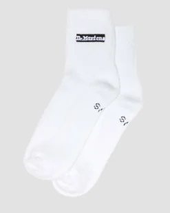 Short Athletic Logo Organic Cotton Blend Socks in White