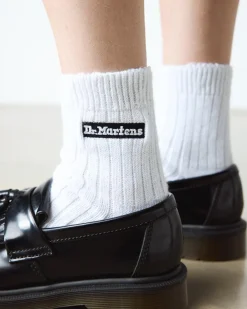 Short Athletic Logo Organic Cotton Blend Socks in White