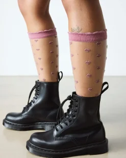 Short Heart Mesh Organic Cotton Blend Socks in Dusty Rose