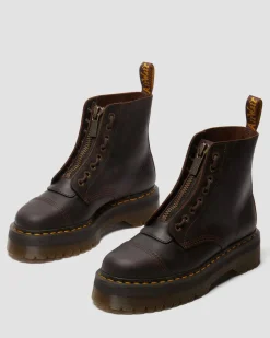 Sinclair Crazy Horse leather platform boots in Dark Brown