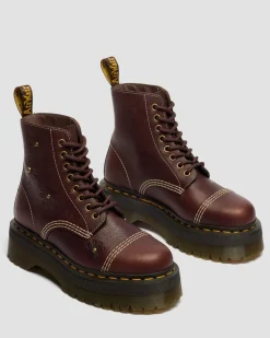 Sinclair Flower Grizzly Leather Platform Boots in Dark Brown